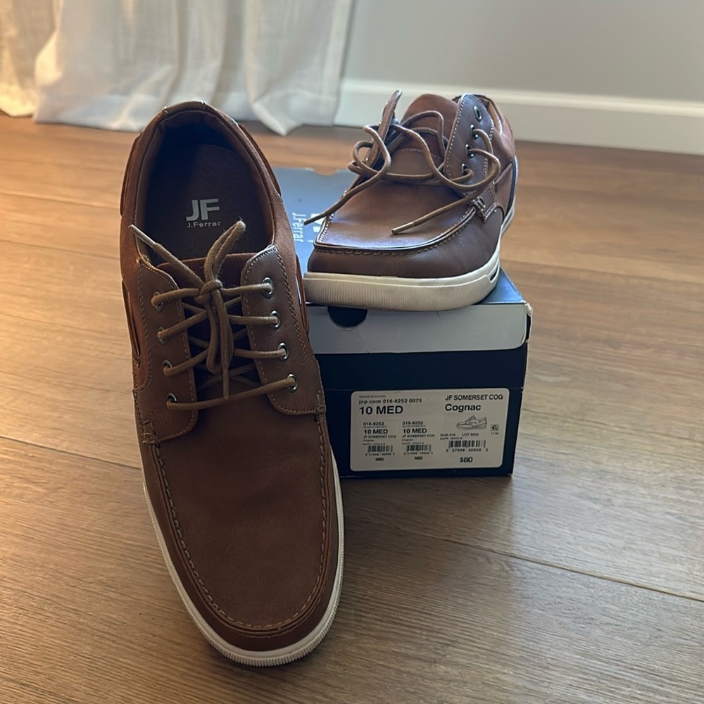 Men’s brown relaxed dress shows